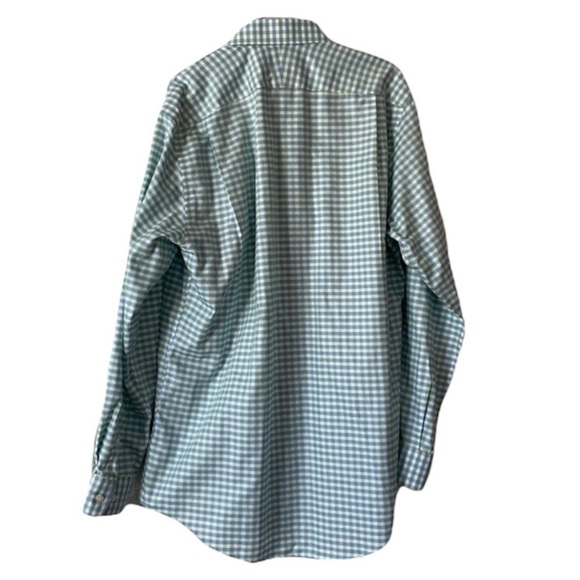 Neiman Markus wrinkle free blue green gingham checkered button up causal shirt - Picture 4 of 16